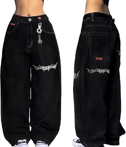 Baggy Jeans Y2k Goth Pants Women Vintage High Waist Denim Wide Leg Pants BLNK BRAND