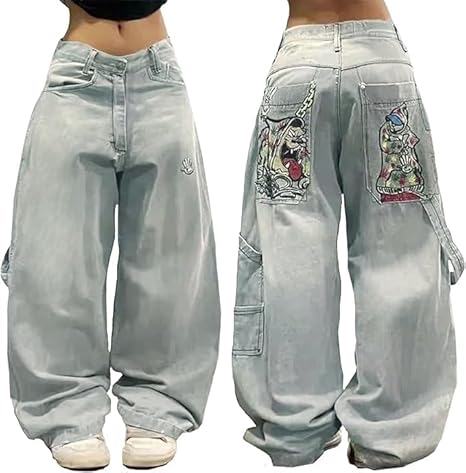 Baggy Jeans Y2k Goth Pants Women  Vintage High Waist Denim Wide Leg Pants BLNK BRAND