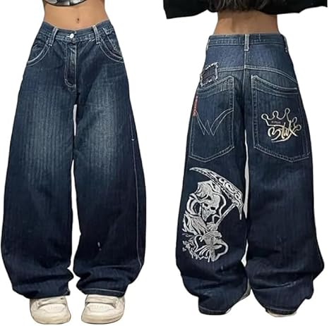 Baggy Jeans Y2k Goth Pants Women  Vintage High Waist Denim Wide Leg Pants BLNK BRAND