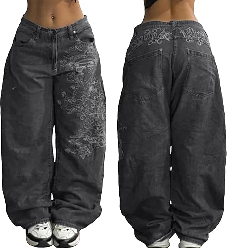 Baggy Jeans Y2k Goth Pants Women  Vintage High Waist Denim Wide Leg Pants BLNK BRAND