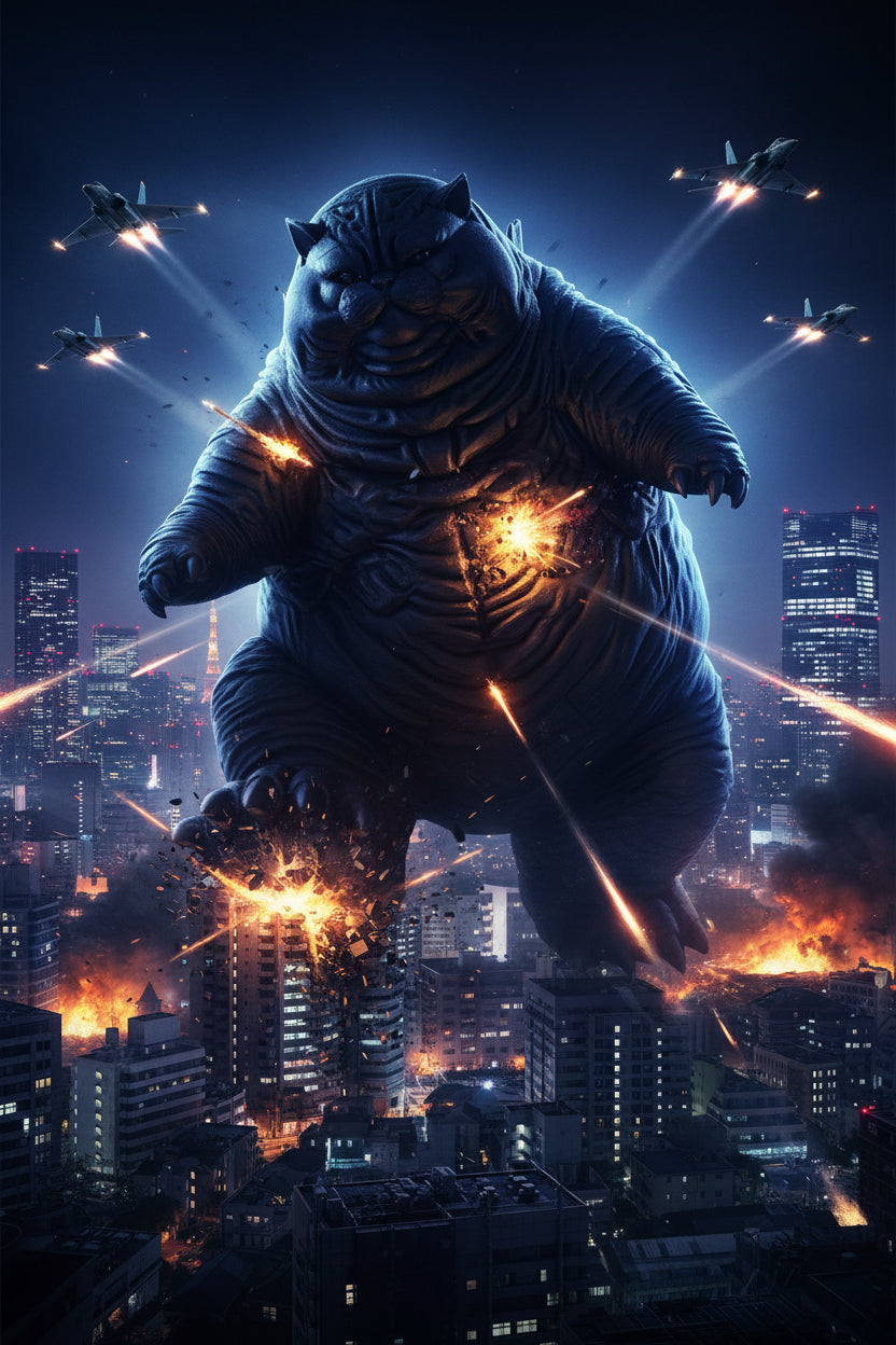 Catzilla Godzilla figurine