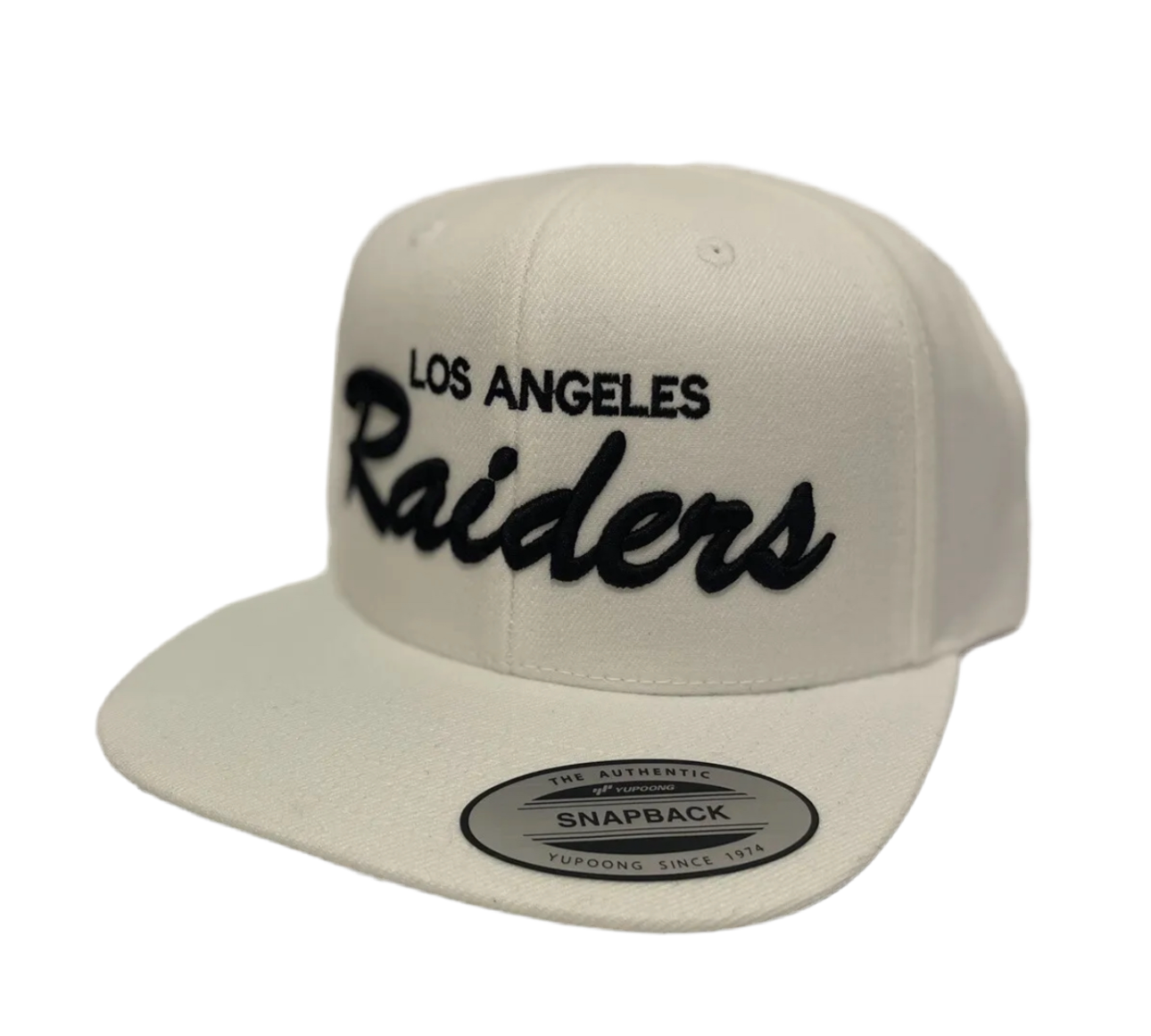 Gorra ajustable con visera ajustable clásica de Los Angeles LA Raiders con el logotipo de Los Angeles en color blanco