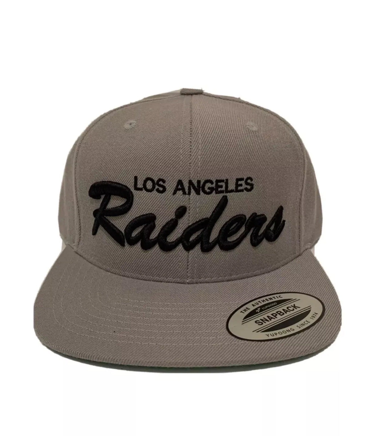 Los Angeles Raiders Script Classic Snapback Cap Hat Adjustable Silver Grey