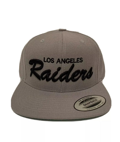 Los Angeles Raiders Script Classic Snapback Cap Hat Adjustable Silver Grey