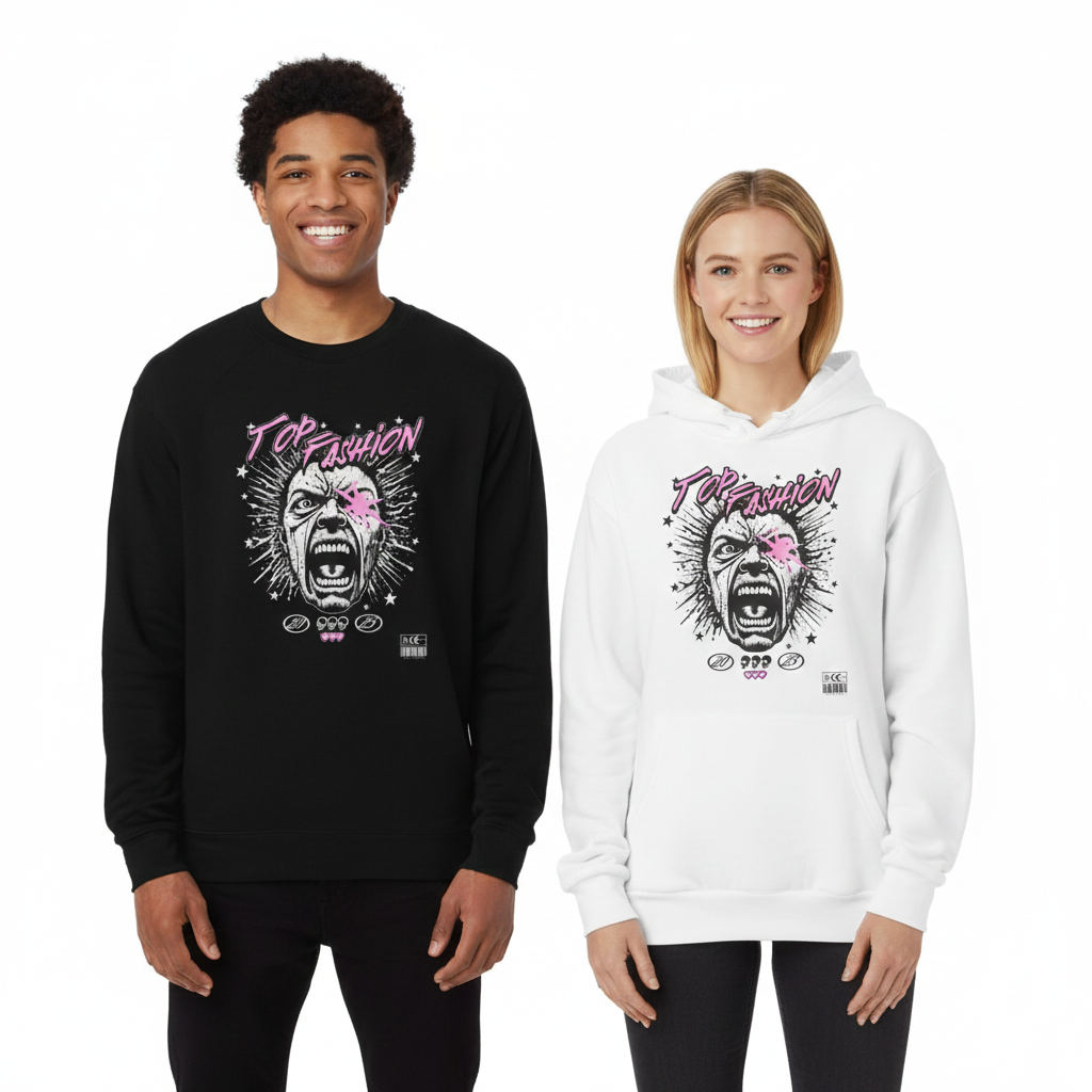 Top Fashion Screaming Face Unisex Graphic Print T-Shirt/Sweatshirt/Hoodie