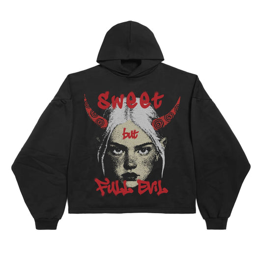 Sweet But Full Evil Devil Horns Girl Unisex Graphic Print T-Shirt/Sweatshirt/Hoodie